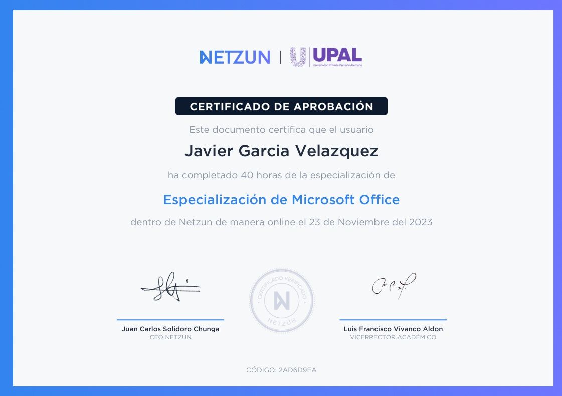 Especialización de Microsoft Office